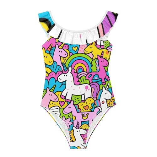 Traje de baño de unicornios para niñas SyXIOP vestido de natación transpirable para playa 3-6 años