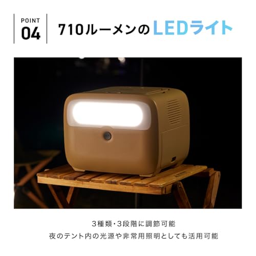 【バッテリー交換できる】PowerArQ 3 ポータブル電源 555Wh [定格500W（最大1000W）]【 バッテリーの数だけ容量を増やせる/ワイヤレス充電/停電対策 LEDライト付き】オリーブドラブ 9枚目