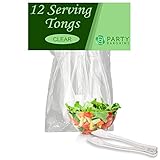 Party Bargains Plastic Serving Tongs, Color: Clear, Size: 8.5Inch, Count: Pack of 12