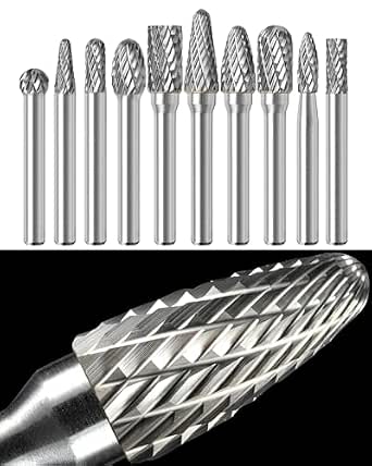 Sworker 10-Piece Carbide Burr Set with 1/4" Shank and Clear Box