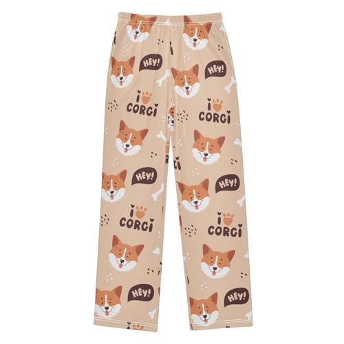 Boys' Pants Corgi Cute Dogs Long Bottoms Jogger Pants Elastic Waist Trousers with Pockets S-XL