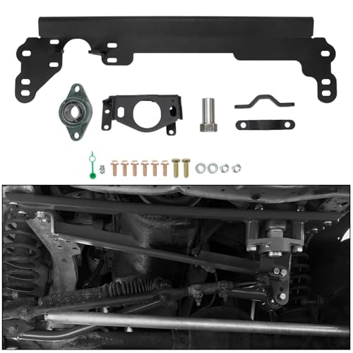 ECOTRIC Steering Box Brace Compatible with 1984-2001 Cherokee XJ Steel W/Sector Shaft Support Steel Powder Coated Black