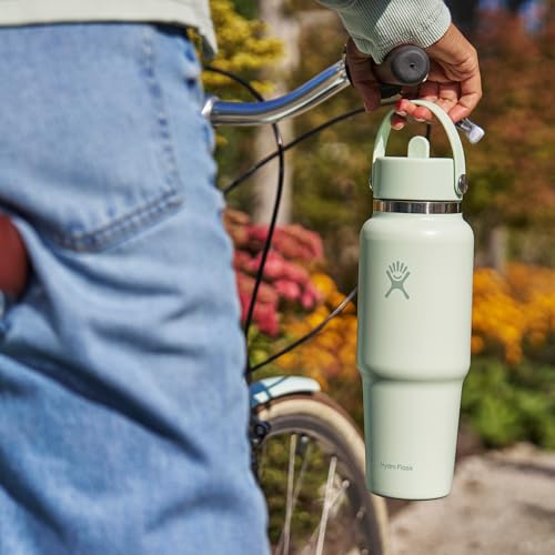 Hydro Flask Travel Water Bottle - Insulated Stainless Steel - Wide Straw Lid, Non Spill, Leakproof in 32 Oz Oat Tan - image 8