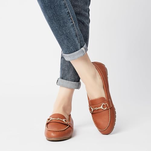 Image of Women's Wide Loafers Casual Slip on Flat Shoes Women's Comfort Penny Loafers with Arch Support Women Dressy Moccasins