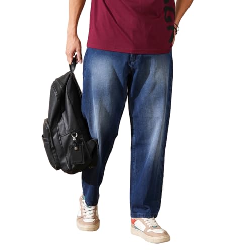 Image of WROGN Men's 100% Cotton Jeans | Solid | Loose Fit