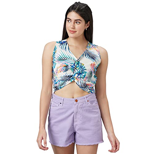 Image of Globus Women White Solid Sleeveless Top