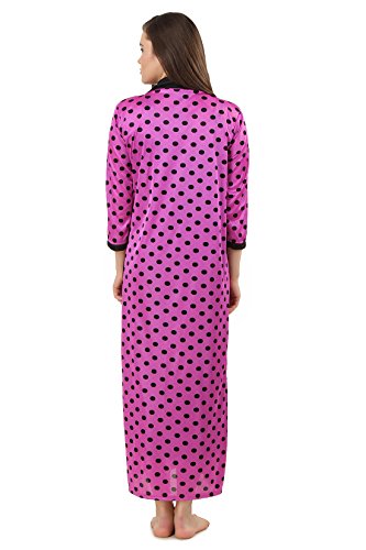 Image of Fasense Women Satin Polka Printed Full Length wrap Gown DP165