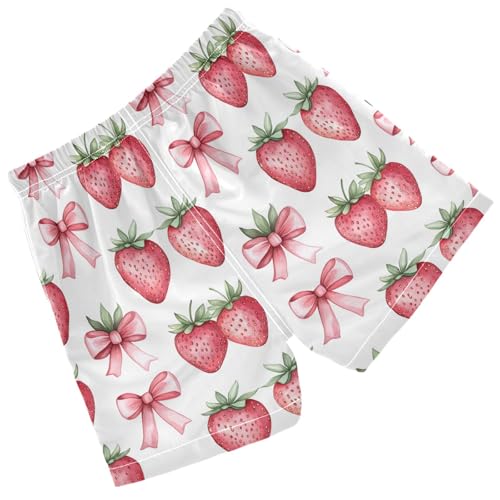 Pigsaly Boys' Swim Board Shorts Cute Pink Bow Red Strawberry Boy's Swim Trunks Kids Swimwear 2T2