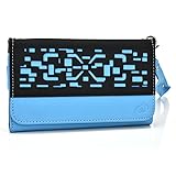 Easy device access^Rear Zippered Compartment^One Card Slot^Soft leatherette lining for protection against scratching^Wrist strap for carrying the wallet clutch on wrist