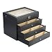 24 Piece Large Black Carbon Fiber Eyeglass Sunglass Four Level Glasses Display Case with Drawer