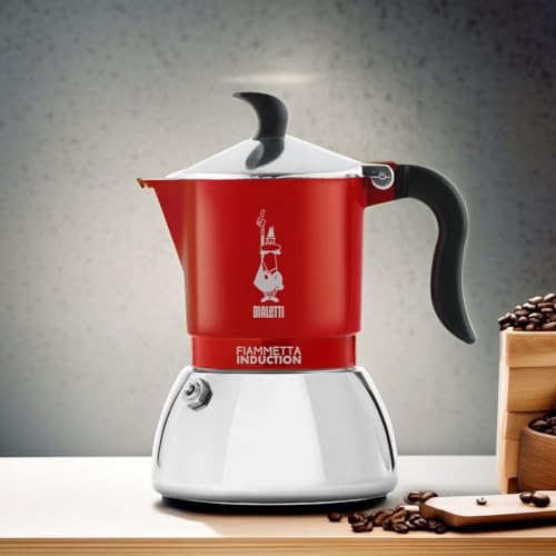 Image of Bialetti Fiammetta Moka Pot - 4 Cup Espresso Maker - Red Italian Stovetop Coffee Maker - Compatible with Induction Hobs