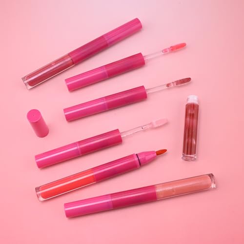 Image of evpct Maple Red Matte Liquid Lipstick Marker Pen Lip Liner Set with Lip Oil, Shine Finish, 2 in 1 Lipgloss Lipstick Long Lasting Waterproof for Women, Lips Color Stain 24hr Original Smudge Proof
