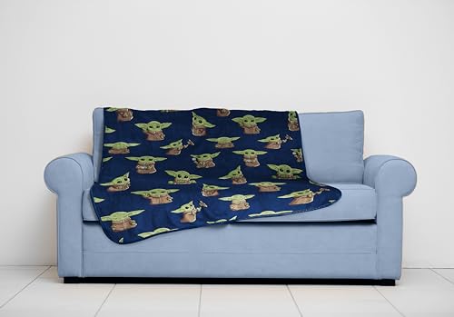 Image of Jay Franco Star Wars The Mandalorian Plush Throw Blanket - Measures 50 x 60 Inches - Kids Super Soft Fleece Bedding Features Baby Yoda, Grogu