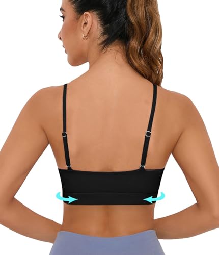 Image of Comper Sports Bra for Women Wirefree Racerback Workout Bras Sexy Thin Straps Yoga Sport Bras with Removable Pads