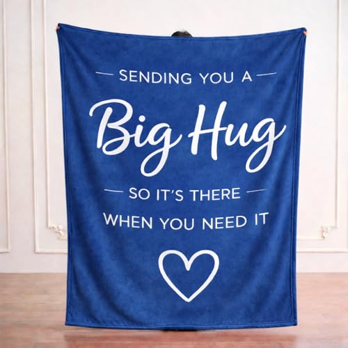 Lussena Thinking of You Gifts for Women Men Get Well Blanket 50x60 Inch Navy Flannel Comfort Hug Blanket Sympathy Throw for After Surgery Chemo Illness Recovery