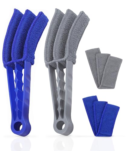 Uoking Venetian Blind Cleaner - 2 Pcs Window Blinds Cleaner Duster Brush Tool Removable Washable With 4 Microfibre Sleeves for Venetian Blinds, Air Conditioner and Car AC Vent