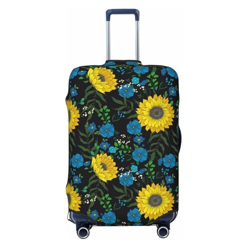 Sunflowers Leaves Luggage Cover Protector Anti-Scratch Washable Fits 18-32 Inch Luggage-Small