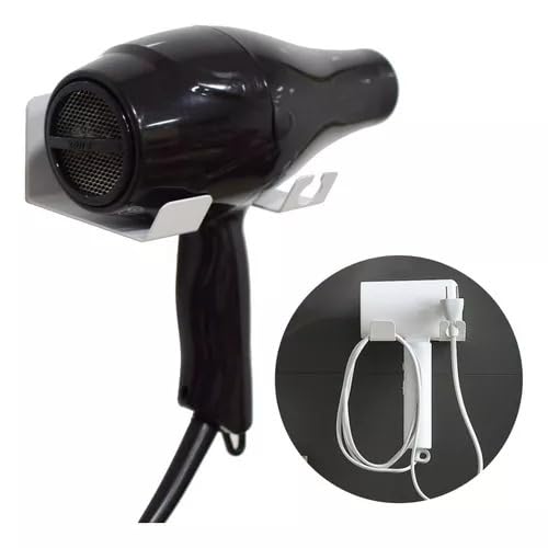 Genérico Suporte para Secador de Cabelo CABO ADESIVO DUPLA FACE PAREDE - NÃO PRECISA FURAR (BRANCO)