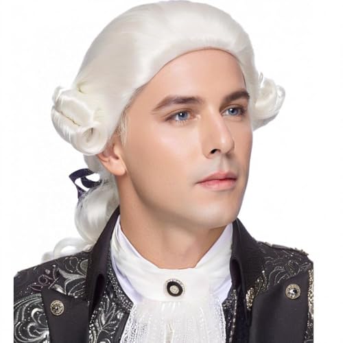 judge colonial wig for men white funny crazy wigs washington halloween costume cosplay party wigs white