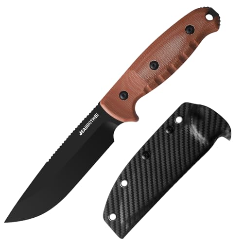 JEABROTHER Cuchillo de hoja fija con mango Mikta de hoja 14C-28N de 4,92 pulgadas, vaina Kydex, regalos para hombres y mujeres (BK023A)