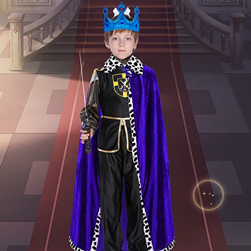 Adults King Queen Costume Set With Crown, Royal Velvet Robe for Cosplay, Theme Party, Halloween, Carnival, 120cm