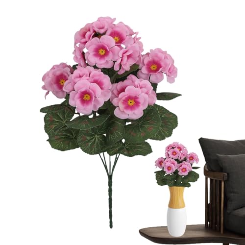 Geranio artificial resistente a los rayos UV, decoración de flores artificiales | Geranio artificial artificial para exteriores | Flores de imitación estéticas artísticas para sala de estar,