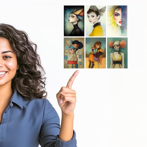 Image of SiddArtify Modern Portrait Wall Art Prints Set - Fashion Poster Decor for Living Room Bedroom Office - Set of 2-4x6 Inch - Board (Pack of 6) - Sticker (Pack of 6)