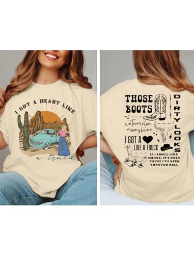 I Got A Heart Like A Truck Shirt Women Country Music Shirts Concert Tshirt Sunset Western Cowgirl Tee Tops2