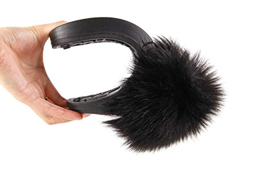 Image of Hangrui Women's Faux Fur Slides, Open Toe Cute Fluffy Slippers, Comfortable Furry Sandals