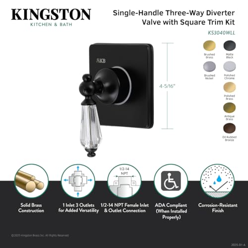 Vanne de déviation Kingston en laiton poli pour douche moderne haut de gamme - 5