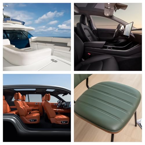 Marine Vinyl Fabric, Upholstery Faux Leather, 1.0mm Thickness, 61" Width (59" Usable), Perfect for Cars, Outdoor Yachts, and Home Furniture(Light Grey,Pre-Cut 36"x61")