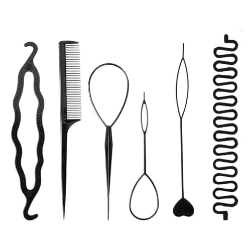 6PCS Accesorios de Peinado Conjunto de trenzado de peinado de moda Accesorios de Peinado Kit Set para Mujeres para Diseño de Espuma para Niñas Mujeres con pelo DIY