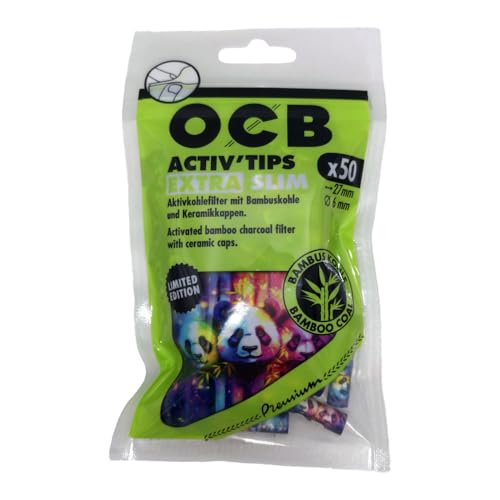 OCB Bamboo ActivTips Extra Slim Aktivkohlefilter mit Bambuskohle Ø 6mm 50 Stück
