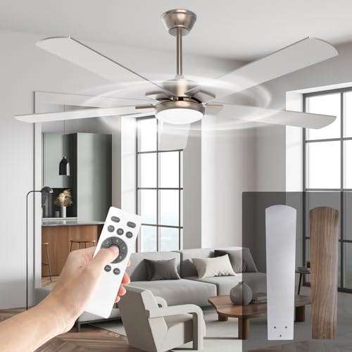 52 inch Brushed Nickel Ceiling Fan with Light and Remote