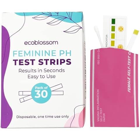 Ecoblossom Vaginal pH Test Strips for Women - Check pH Balance - Monitor Bacterial Vaginosis BV Treatment - Prevent Yeast Infection UTI - Fast Accurate Results, Individual Sealed Pouch (30 Count) Cover