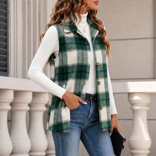 Toumov Plaid Vest for Women Flannel Jackets Sleeveless Shacket Shirt Jacket - image 5