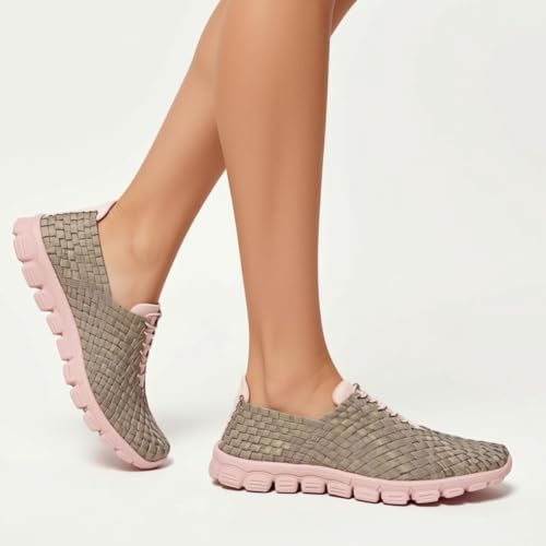 Image of Zee Alexis Women's Danielle Sneakers | Breathable Lightweight Flexible Casual Comfortable Slip-On No-Tie Elastic Laces Woven Shoes