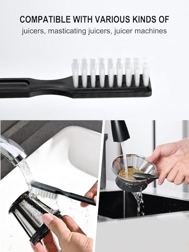 Juicer Cleaning Brushes Compatible with Omega 8006, VRT, 8004 8003 VERT VRT350 VRT330 Masticating Juicers Replacement Cleaner, HD Bristles (2 Brushes) (Black 3 Pack) — view 3