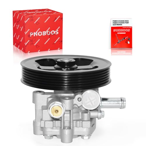 PHOBOOS Power Steering Pump Compatible with Mitsubishi Lancer/Outlander 2008-2015, 2.0L/2.4L, with Outlet & Pulley, Smooth Steering, Low Noise, High Durability, Ref. 21-336