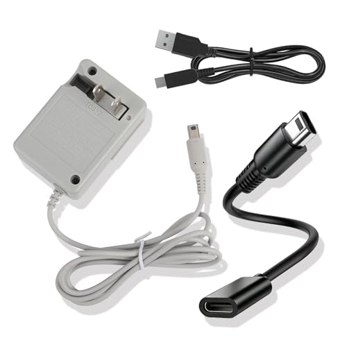 Image of 3DS Charger Set, USB-A & USB-C to 3DS /2DS /DSi Series Charging Cable Compatible with Nintendo 3DS / DSi /DSi XL / 2DS / 2DS XL /New 3DS 100-240V Wall Plug Adapter