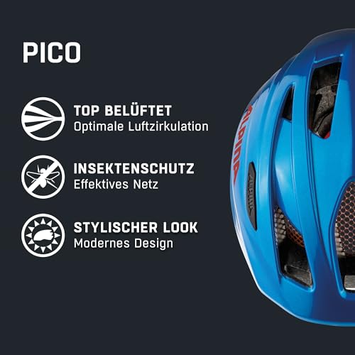 ALPINA PICO Kinderfahrradhelm, True Blue Gloss, 50-55 cm – Ansicht 2