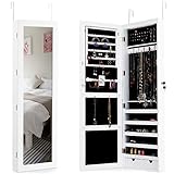 Photo Gallery giantex armadietto portagioie con 15 led da appendere alla porta, armadietto a specchio chiudibile con specchio completo, 5 scomparti e 2 cassetti, 120x36,5x10 cm, bianco Photo Gallery giantex armadietto portagioie con 15 led da appendere alla porta, armadietto a specchio chiudibile con specchio completo, 5 scomparti e 2 cassetti, 120x36,5x10 cm, bianco