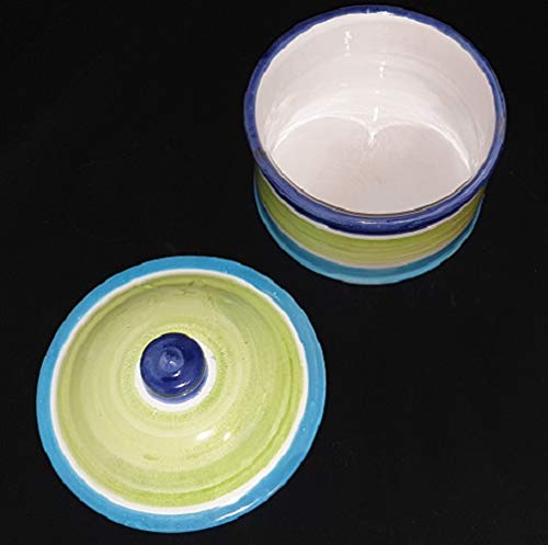 Generico Biscottiera in Ceramica di Vietri Dipinta a Mano, Diametro cm 19, Altezza cm 15, Barattolo con Coperchio per Arredo Tavola Cucina, Idea Bomboniera, Made in Italy