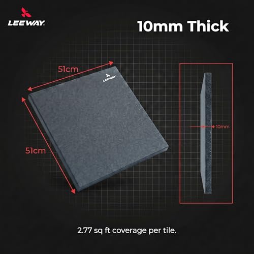 Image of Leeway Gym Mats for Floor | SBR (Set of 6, 10mm, 20 inchx20 inch) Grey | Gym Floor Mat Rubber for Heavy Workout | Equipment Matt for Home Exercise | | Yoga Rubber Tiles, Kids Rooms Heavy Duty Flooring Sheet