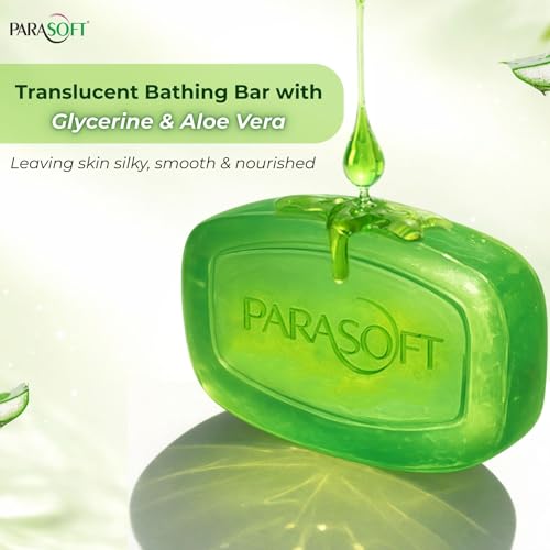 Parasoft Translucent Bathing Bar – 100 g (Pack of 4) for Dry Skin Care with Glycerine, Aloe Vera & Vitamin E – Gentle Daily Cleansing Soap for Sensitive Skin