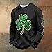 St. Patrick's Day Waffle Shirts for Men Long Sleeve Shamrock Flag Irish Top Plus Size Holiday Pullover Muscle Tee（1-Black,3X-Large）