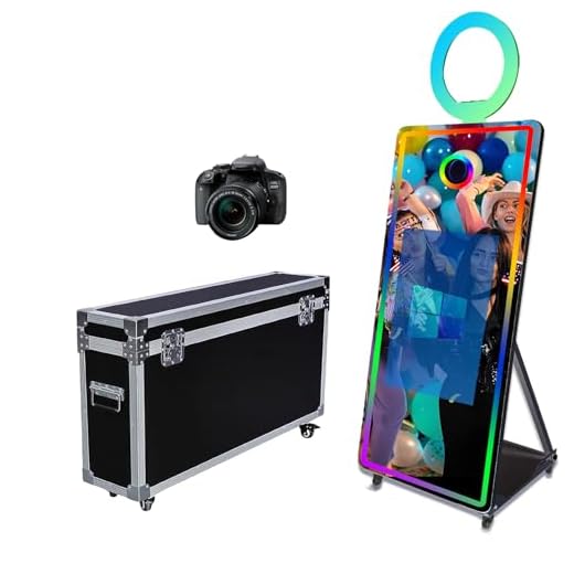 Magic Mirror Photo Booth 165,1 cm mit 81,3 cm Touchscreen, Selfie-Spiegel-Photobooth-Maschine mit RGB-Ringlicht und Flugtasche, tragbare DSLR-Fotokabine für Hochzeitsfeiern, Veranstaltungen (Schwarz
