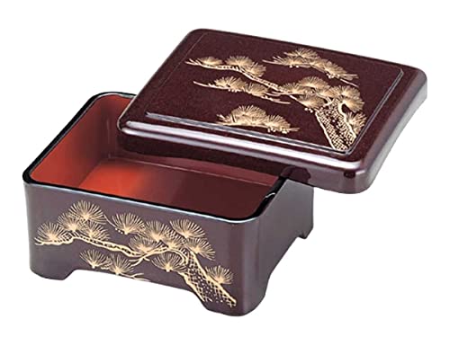 越前漆器さじべえ うな重箱 鰻 うなぎ蒲焼 土用の丑の日 167×143×80mm (溜パール老松(親蓋) 名入れ対応 ロゴ入れ対応