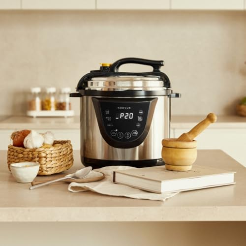 NEWLUX- Elektrischer Schnellkochtopf Chef Pot V110, programmierbar, 10 Programme, 1000 W, Fassungsvermögen 6L, 24-Stunden-Timer, bewahrt die Hitze, Kochen mit 2 verschiedenen Drücken – Bild 3