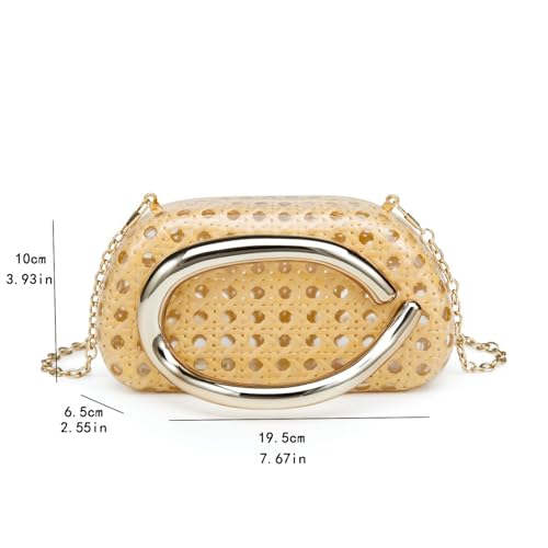 Image of Women Evening Clutch Purse Metal Handle Acrylic Purse Unique Shoulder Bag Causal Handbags for Bride Party Wedding